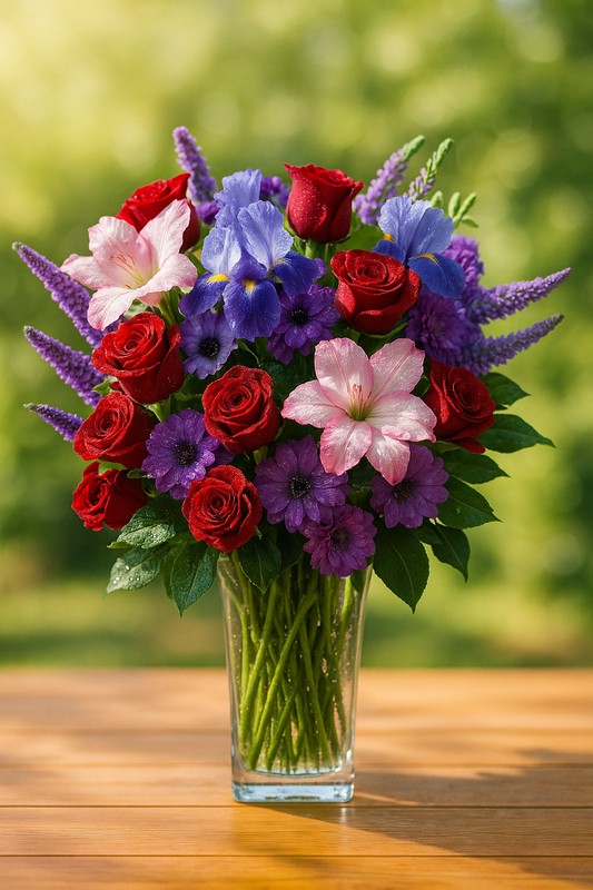 Lavender, Lilies & Rose Flower Bouquet
