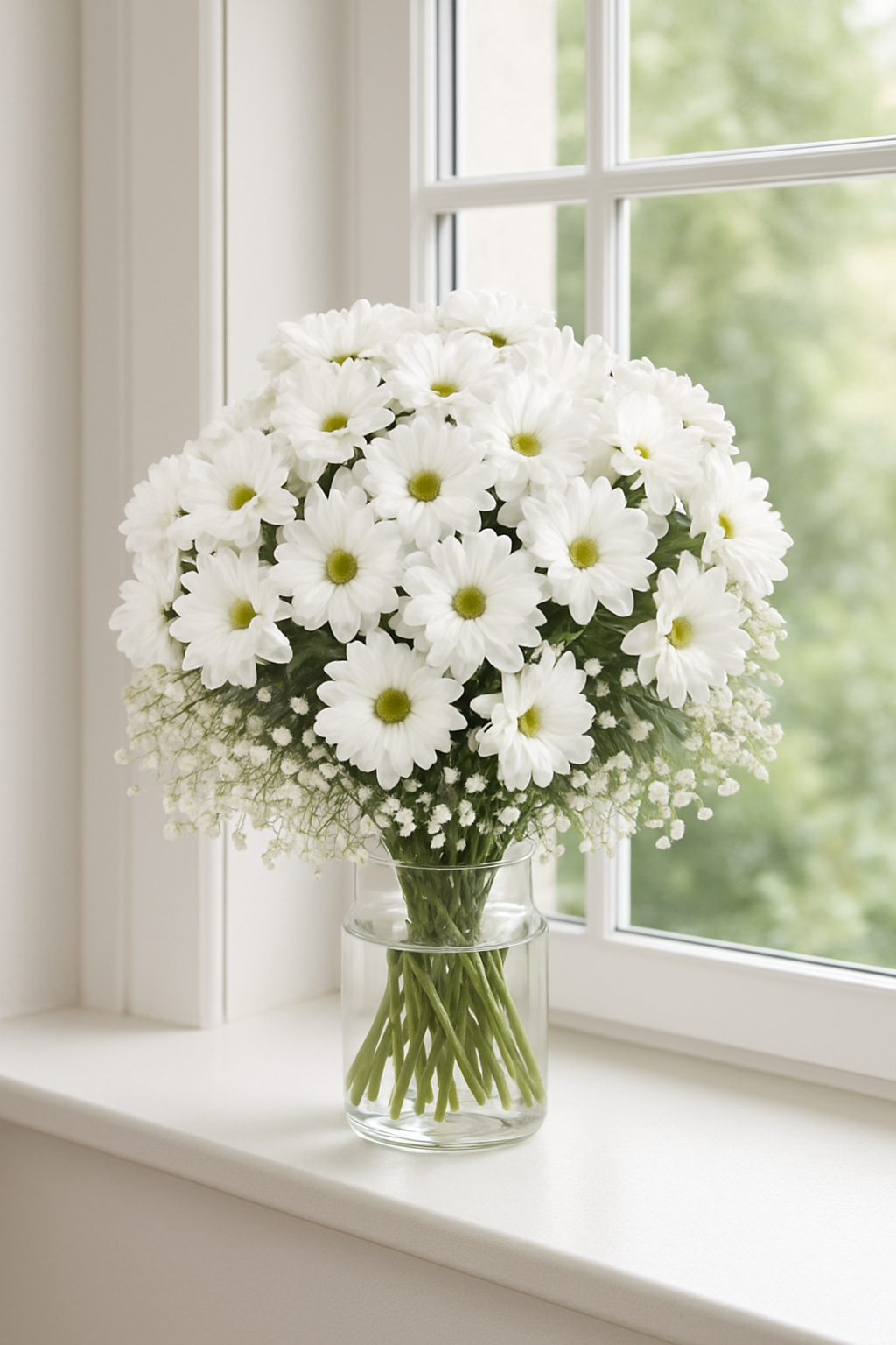 White Daisy Bouquet with Baby’s Breath