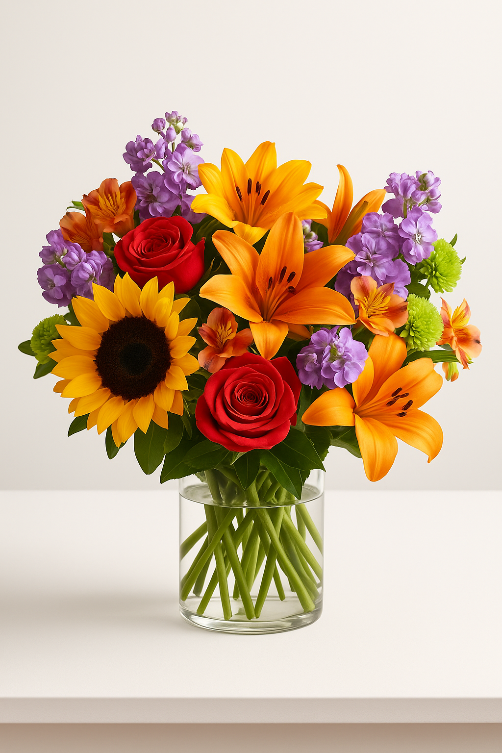 Sunflowers, Lilies & Rose Flower Bouquet
