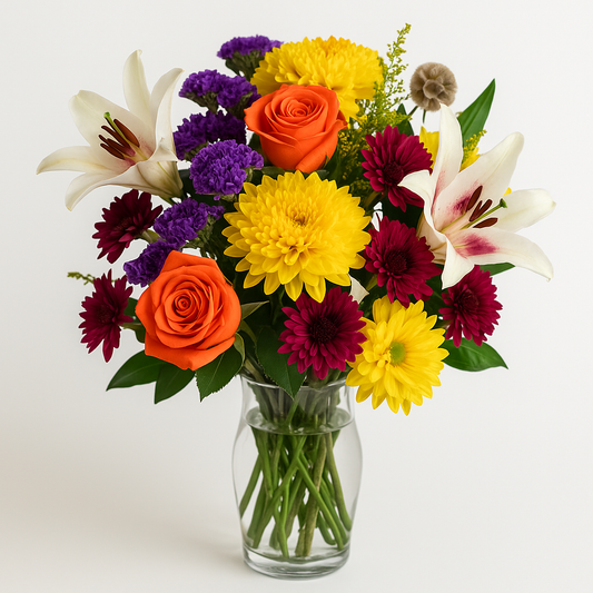 Lily, Rose & Chrysanthemum Flower Bouquet