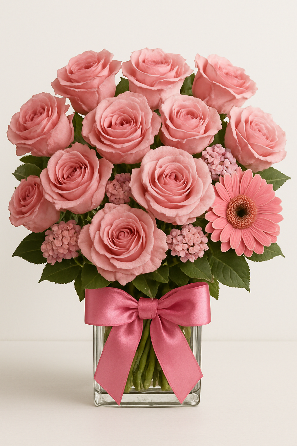 Pink Roses & Gerbera Flower Bouquet