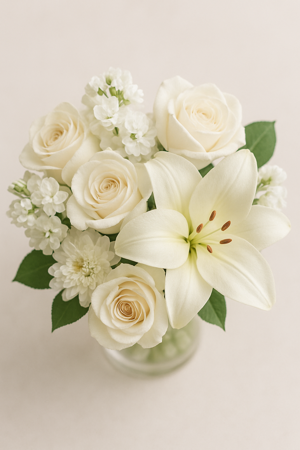White Lily & Rose Flower Bouquet