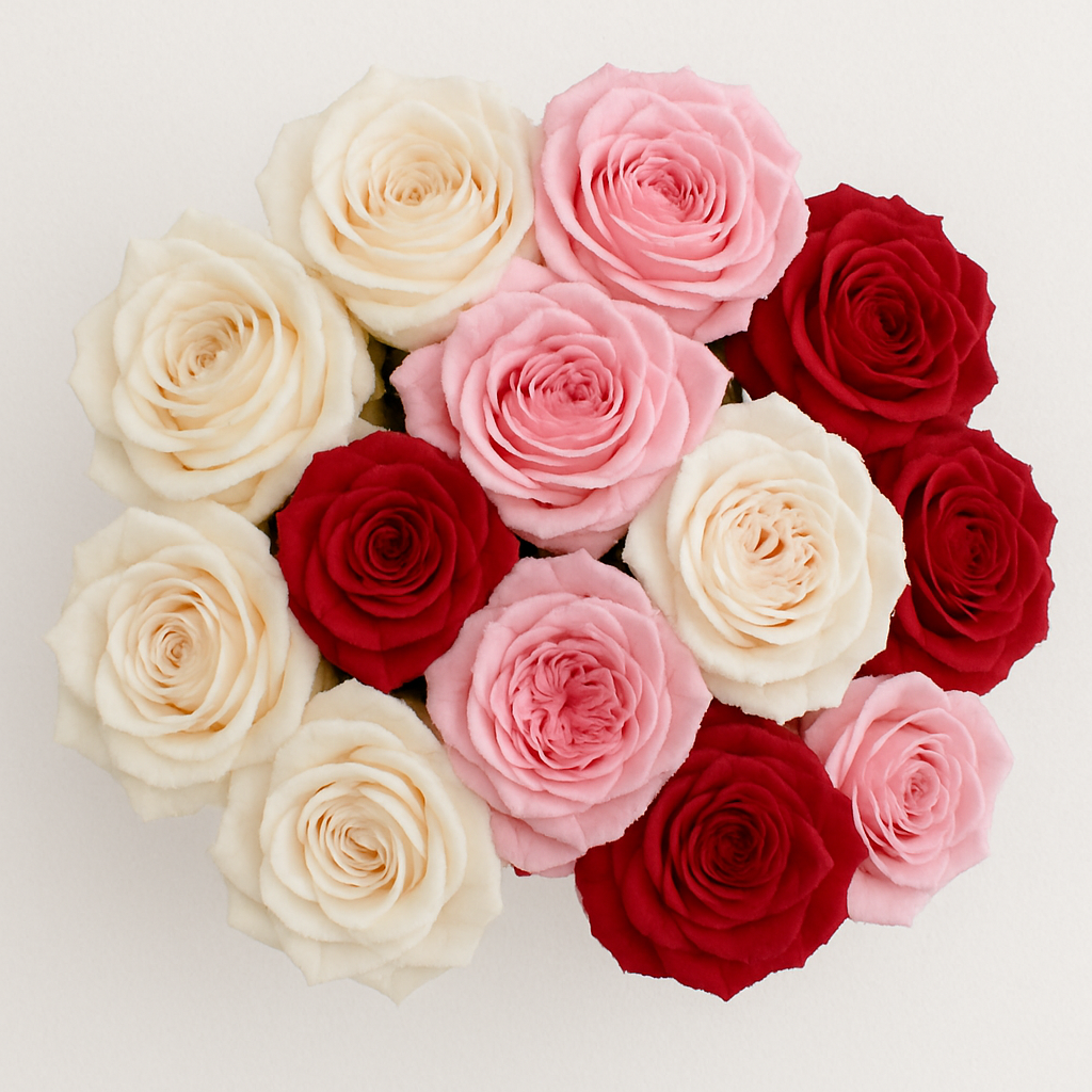 Pinkish Red White Roses Bouquet