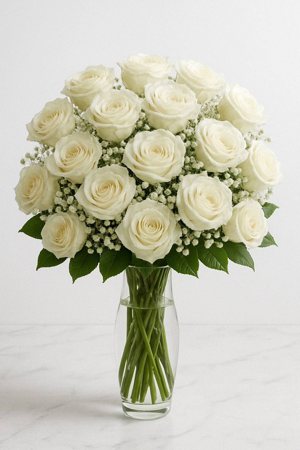 White Rose & Baby's Breath Bouquet