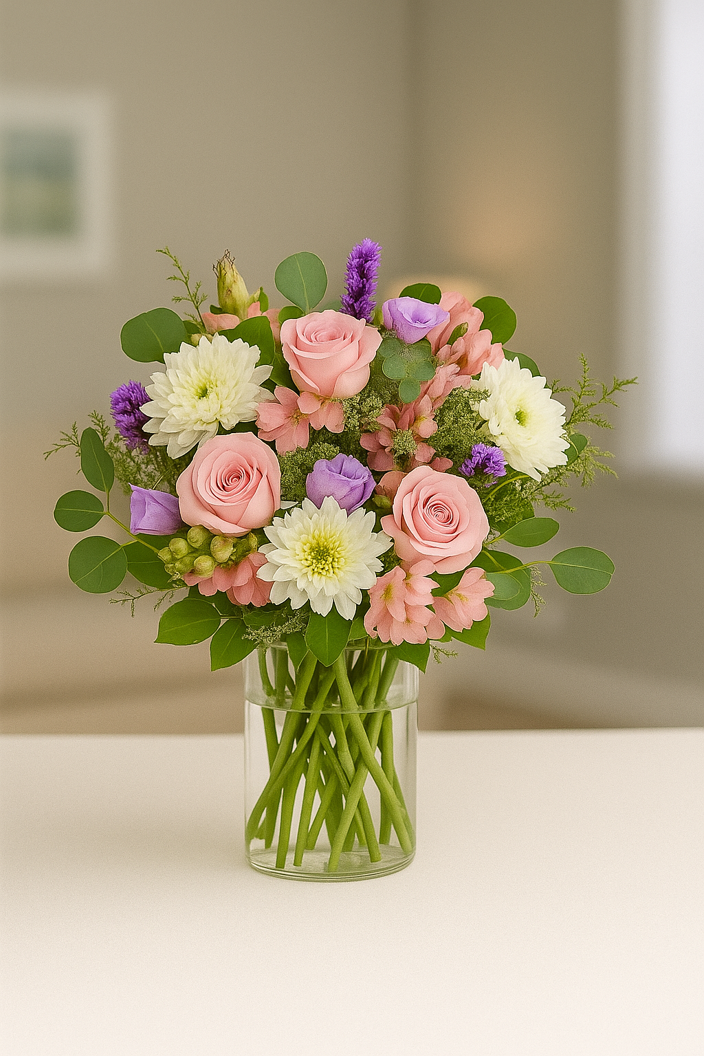 Pastel Pink and White Flower Bouquet
