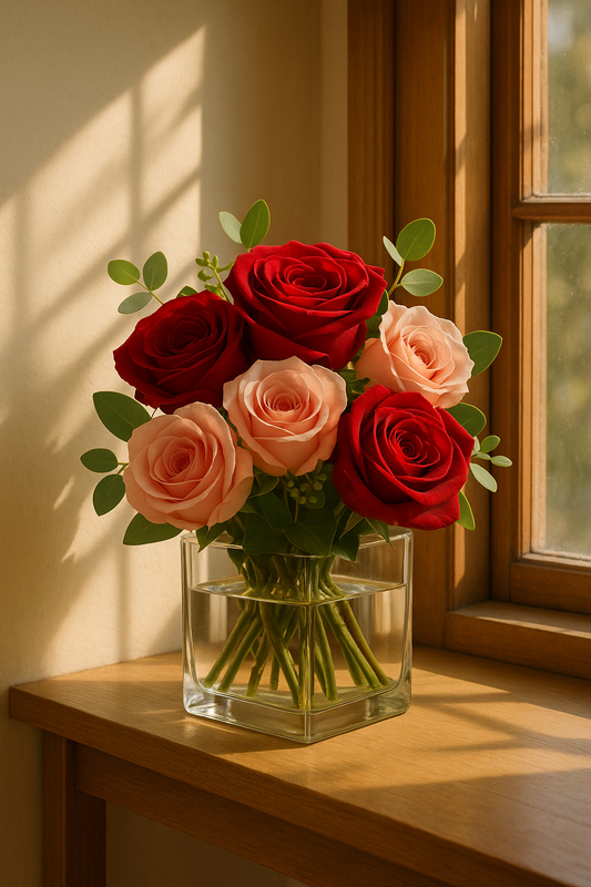 Romantic Red and Pink Rose Bouquet