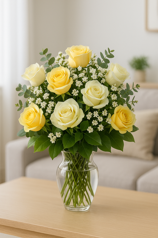 Yellow & Cream Rose Bouquet