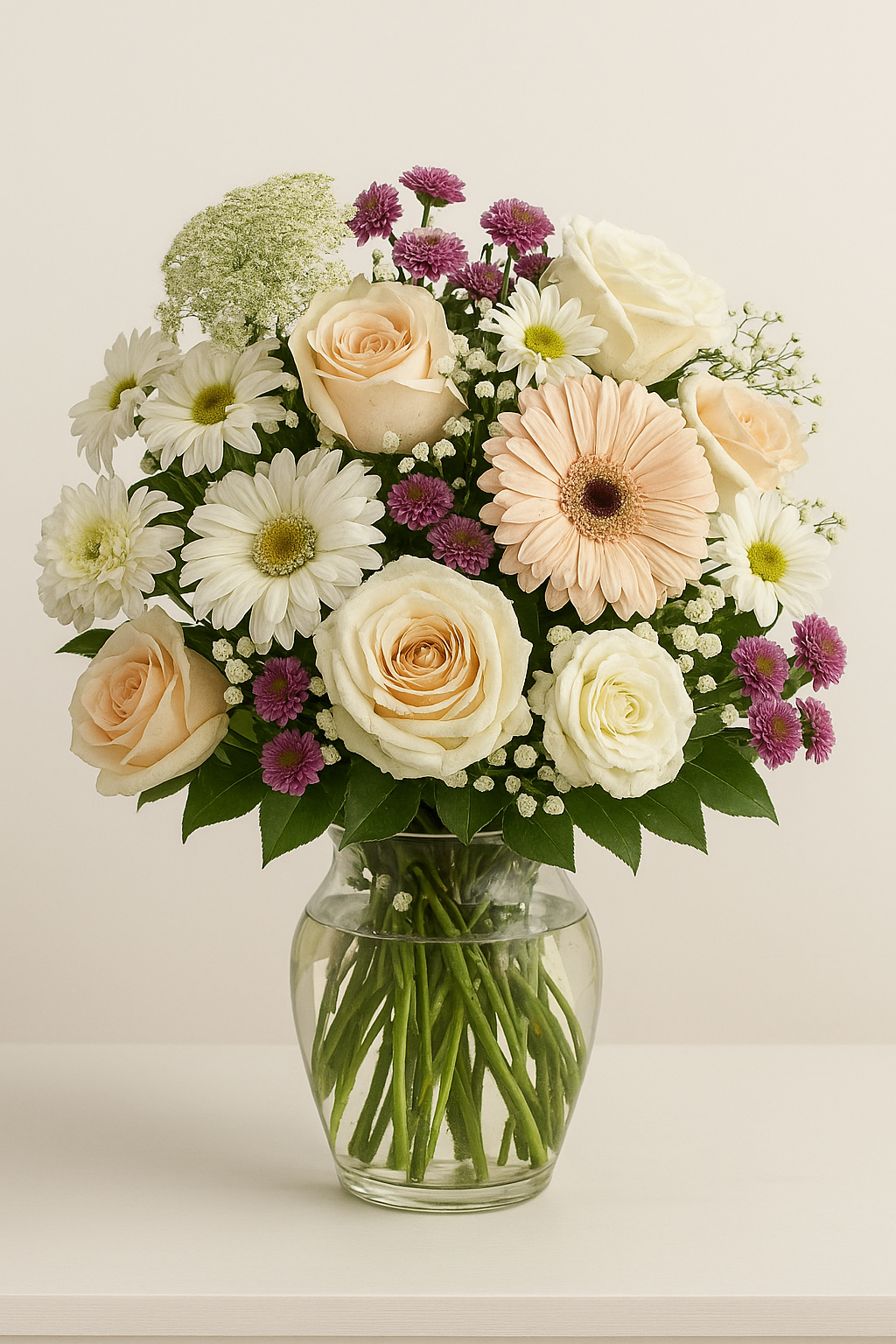 Peach Roses & Daisies Bouquet