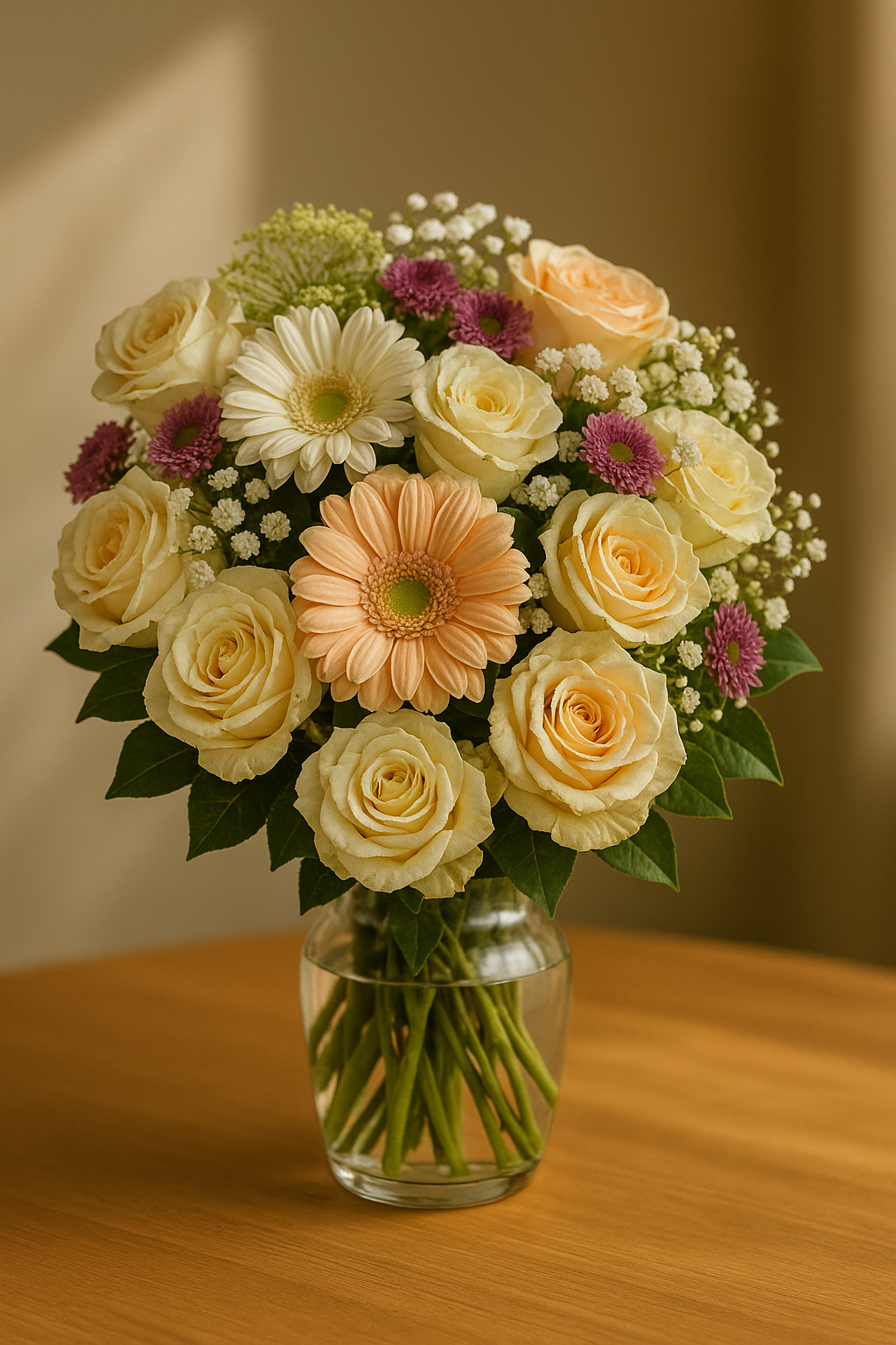 Peach Roses & Daisies Bouquet