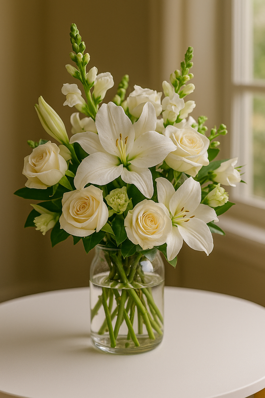 Elegant White Lilies and Roses Bouquet