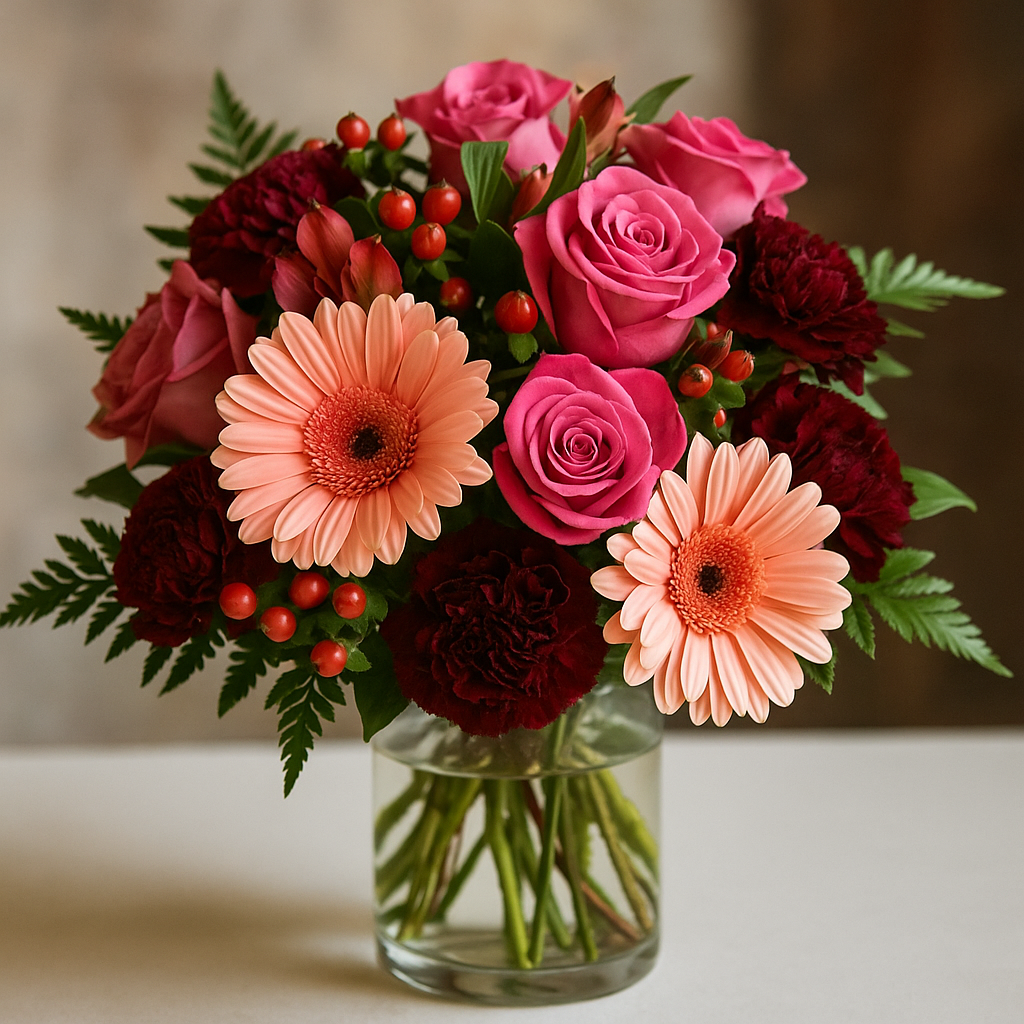 Vibrant Gerbera Daisy and Rose Bouquet