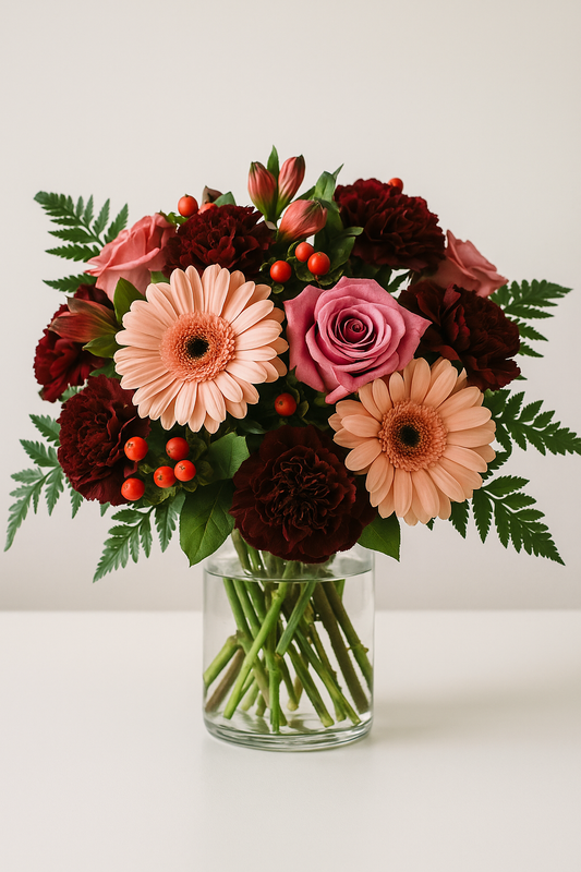 Vibrant Gerbera Daisy and Rose Bouquet
