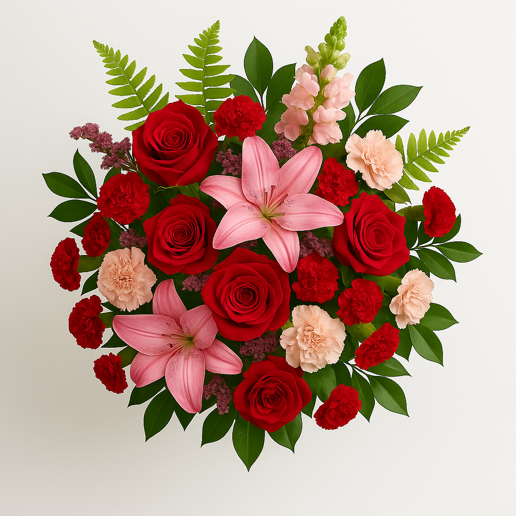 Romantic Mixed Flower Bouquet with Roses & Lilies
