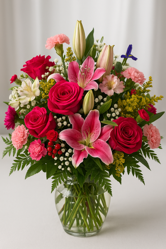 Beautiful Pink Lily and Rose Bouquet