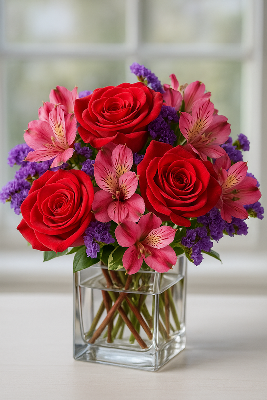 Romantic Red Rose & Mixed Flower Bouquet