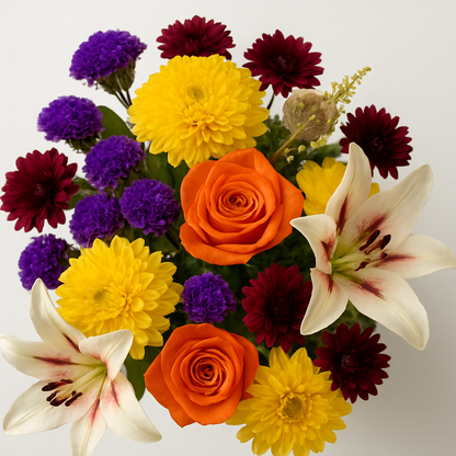 Lily, Rose & Chrysanthemum Flower Bouquet