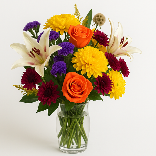 Lily, Rose & Chrysanthemum Flower Bouquet