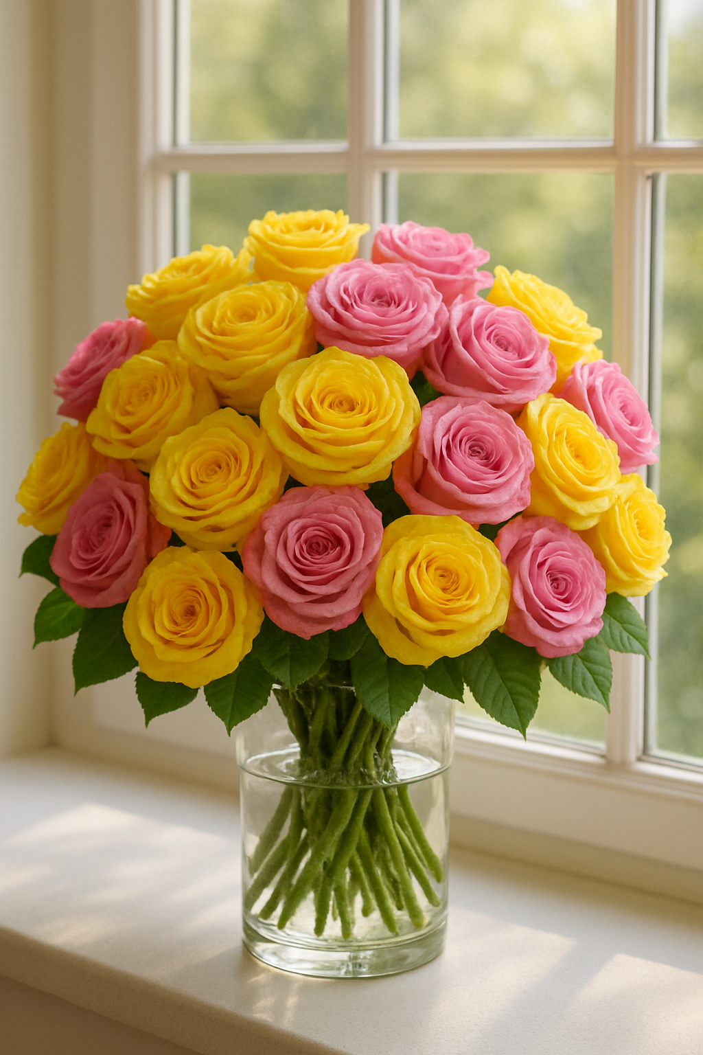 Mixed Pink & Yellow Roses