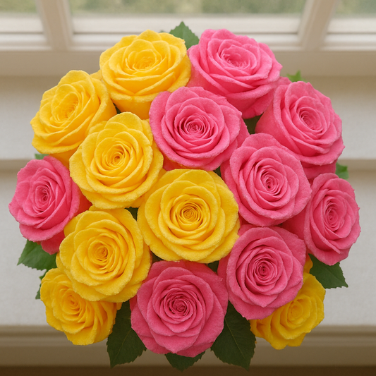 Mixed Pink & Yellow Roses