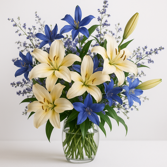 Lily & Blue Flower Bouquet