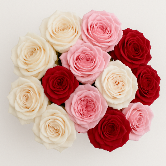 Pinkish Red White Roses Bouquet