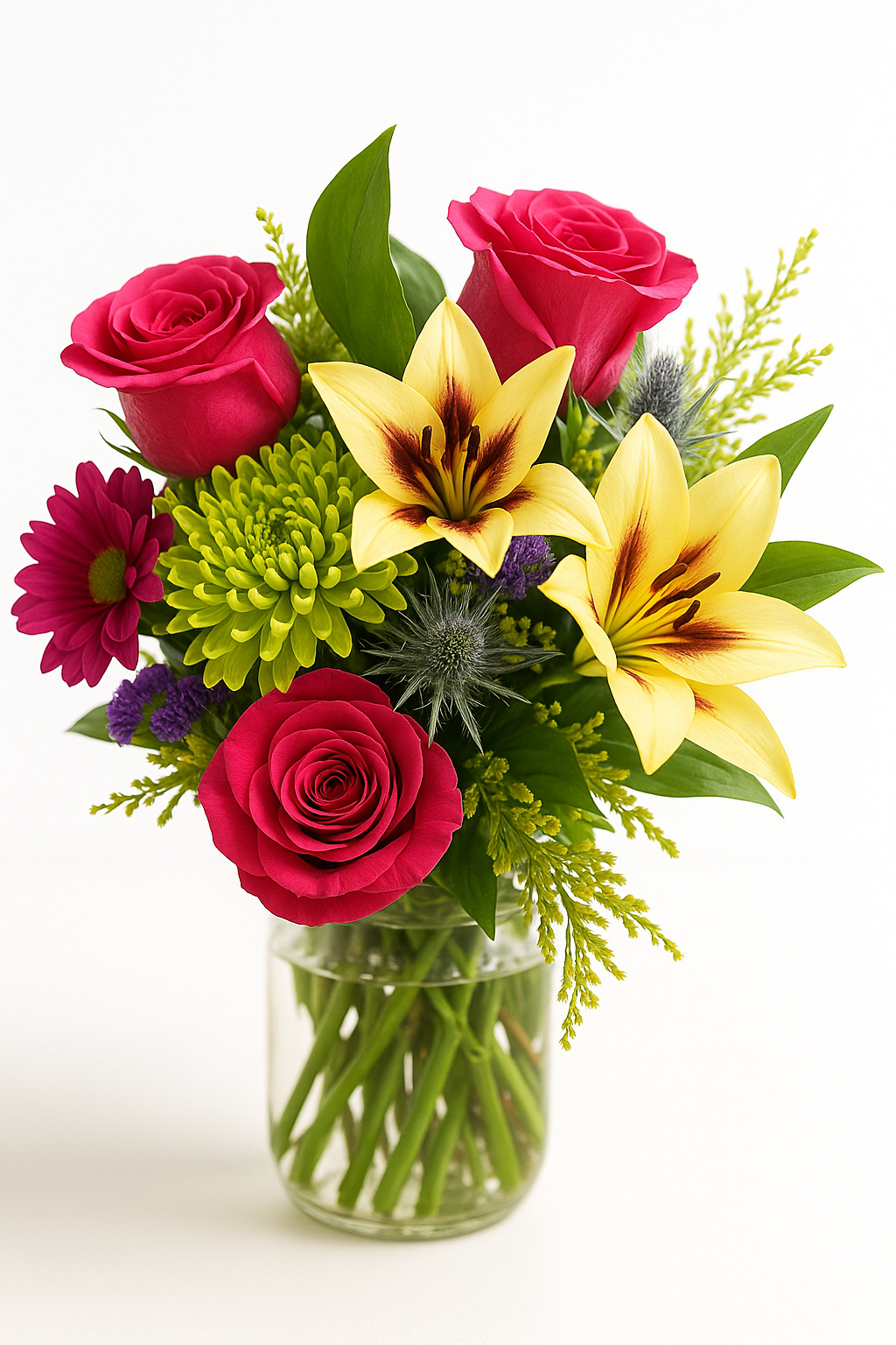 Rose, Lily & Chrysanthemum Flower Bouquet