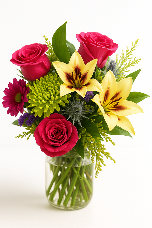 Rose, Lily & Chrysanthemum Flower Bouquet