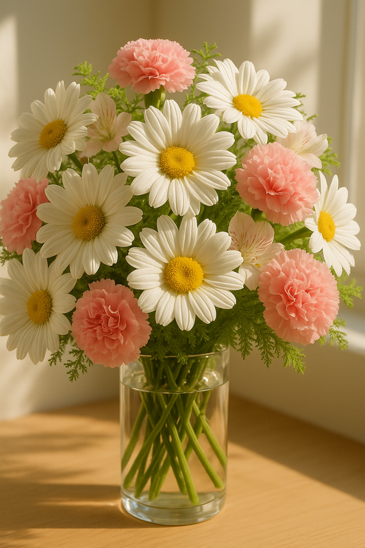 Pink Carnations & White Daisies Flower Bouquet