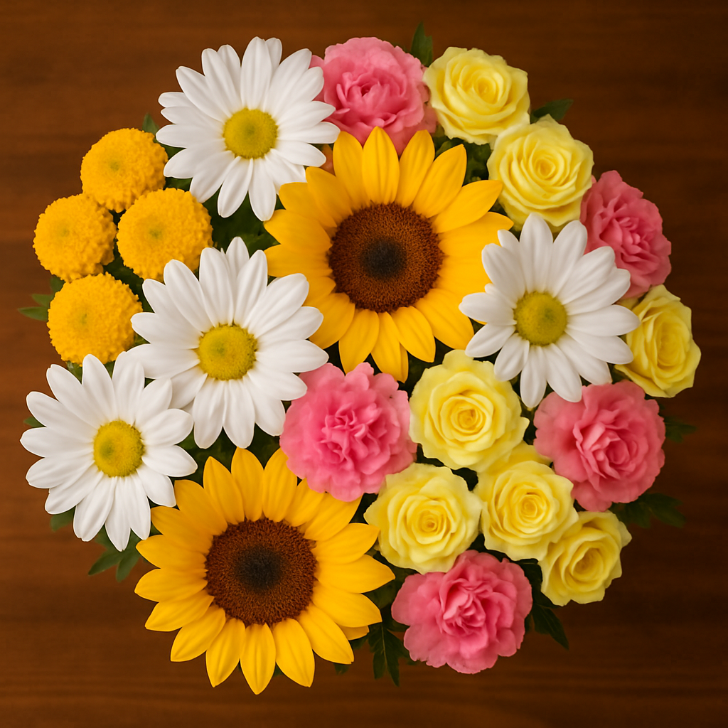 Bright Sunflower, Yellow Rose & Daisy Bouquet