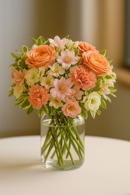Peach Rose & Carnation Delight – Same-Day Delivery & Free Shipping