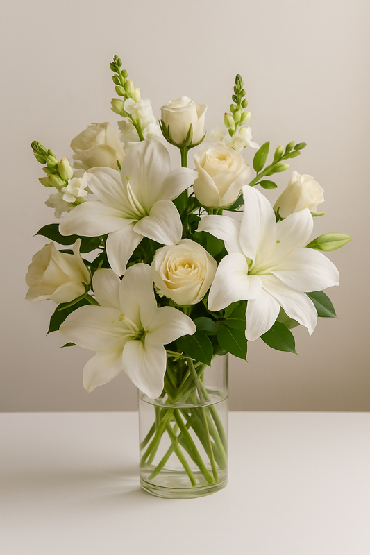 Elegant White Lilies and Roses Bouquet