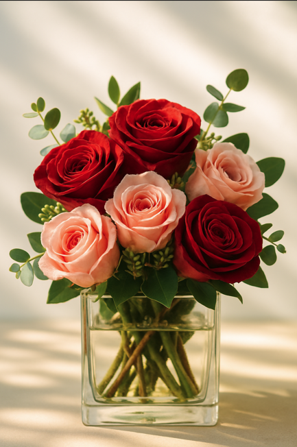 Romantic Red and Pink Rose Bouquet